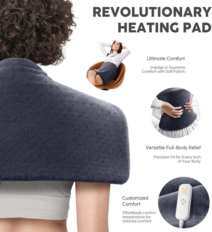 Electric Heating Pad for Back Pain Cramps, Neck & Shoulder