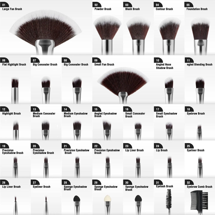 Makeup Brush Set Cosmetic Tools for Powder Eye Shadow Foundation Blush