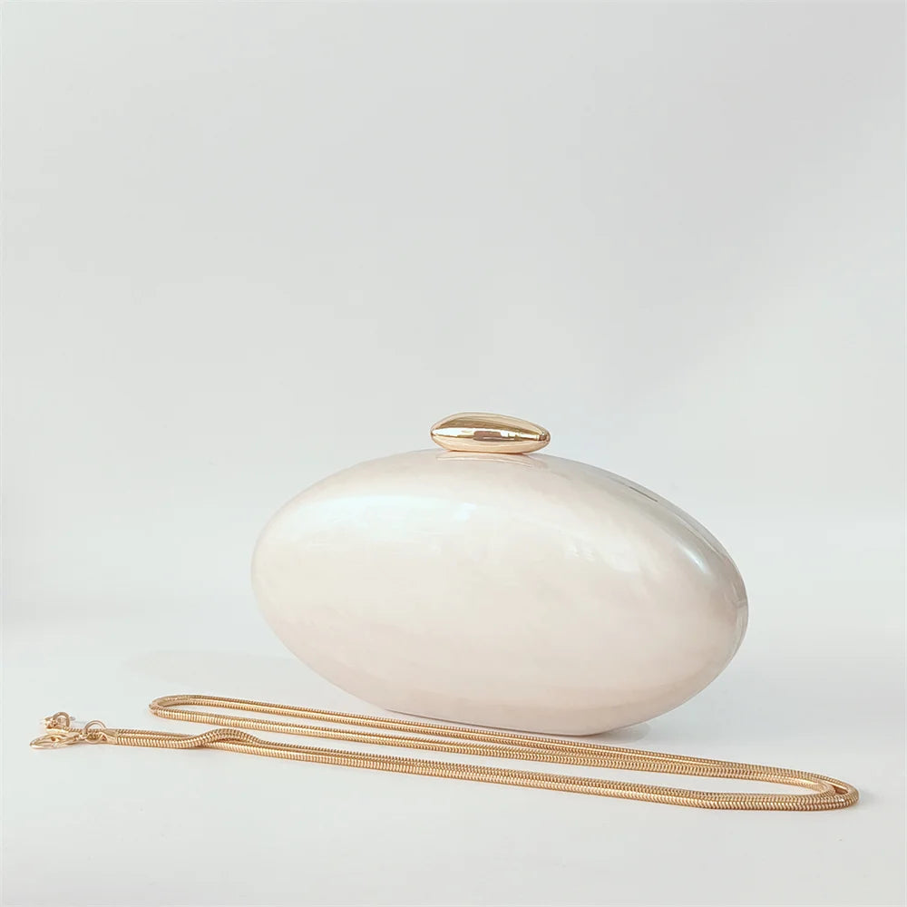 Handbag Summer Female Purse Egg Shape Clutch Bag  Pearl Purse