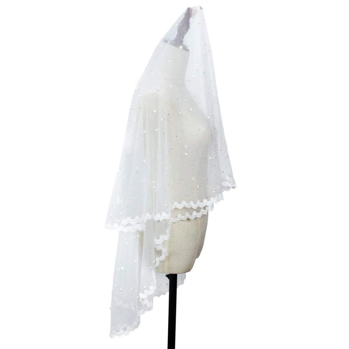 Mantilla Bridal Veils Lace Edge Pearl Wedding Veil Bride Española Wedding