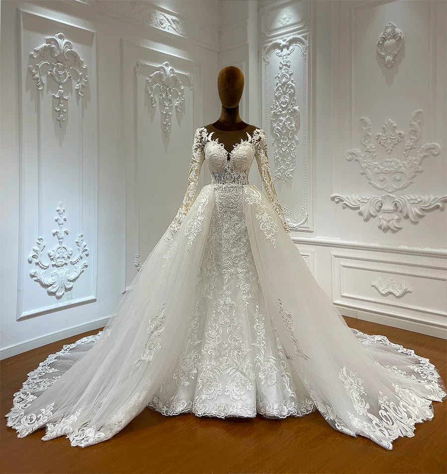 Customized NS4899 Luxury Full Lace Two Pieces Mermaid Wedding Dress