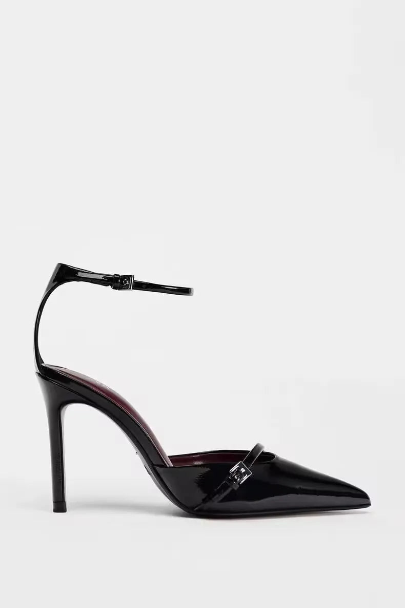 Women's Sexy Ankle-strap Heels Summer Patent Leather Luxury Sandals