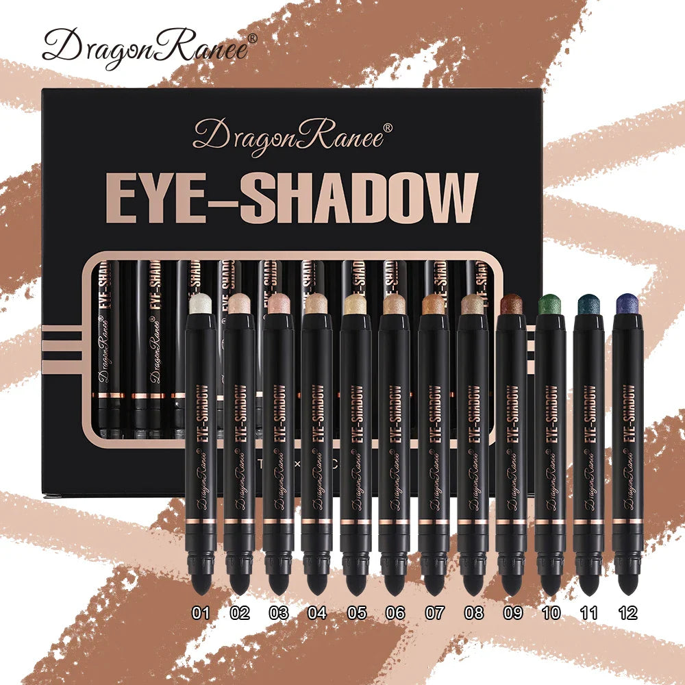 12-Piece Eye Shadow Pen Set, Pearlescent Fine Shimmer Delicate Silky