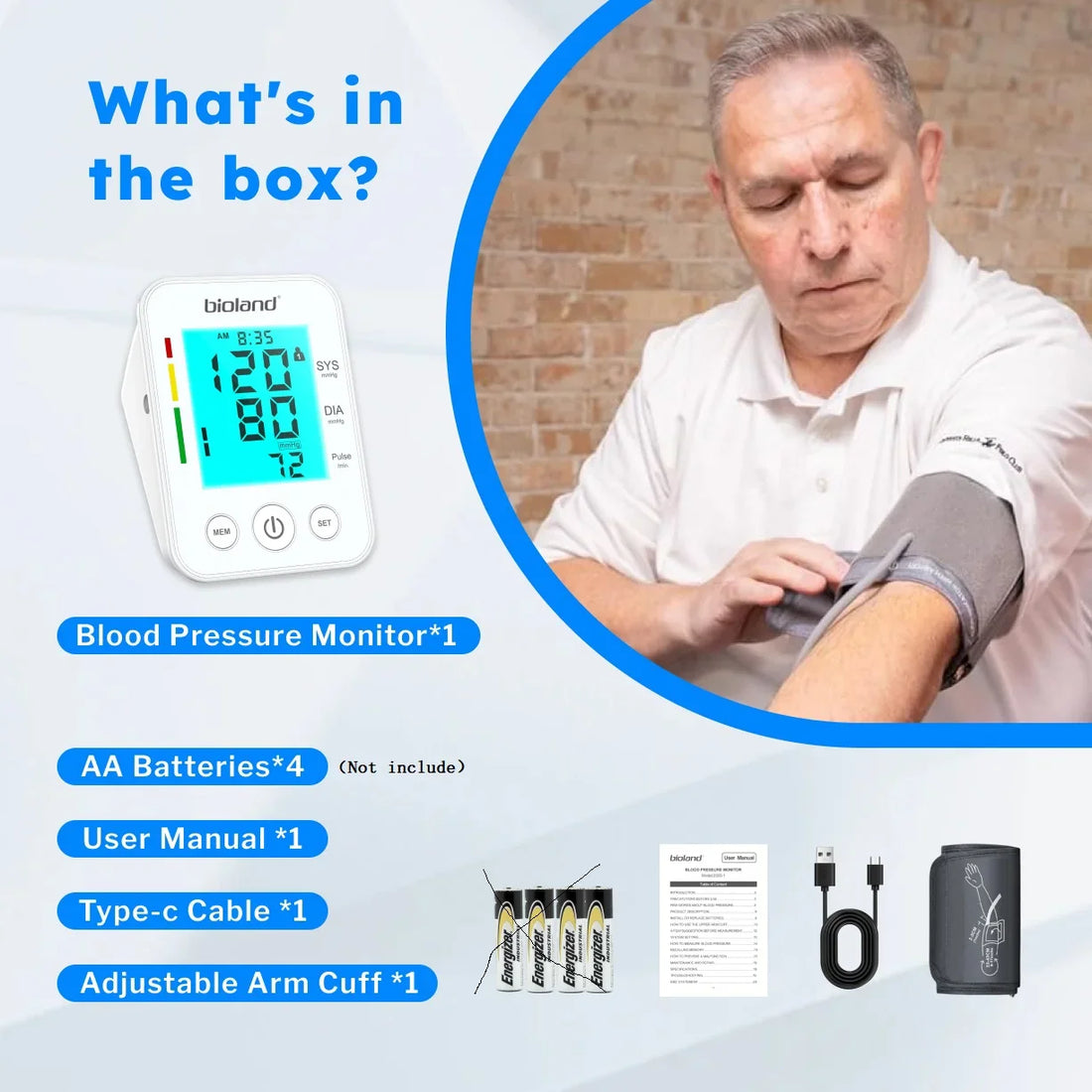 Blood Pressure Monitor Tensiometer Upper Arm Automatic Digital BP