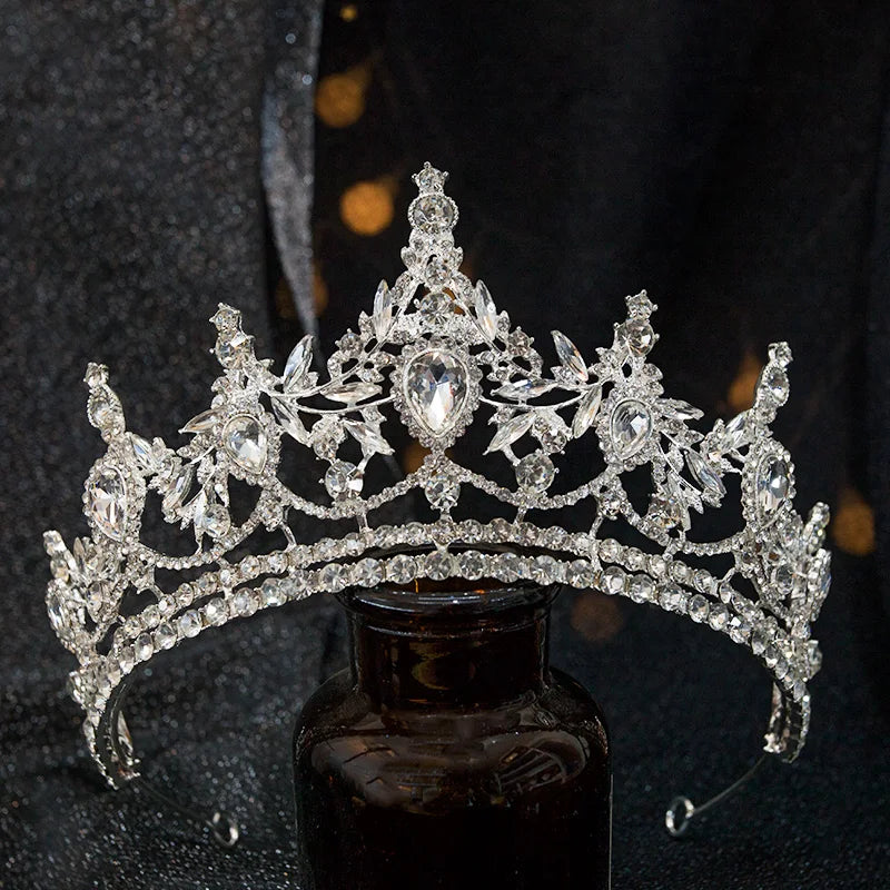 Silver Rhinestone Bridal Crown for Wedding & Birthday Party