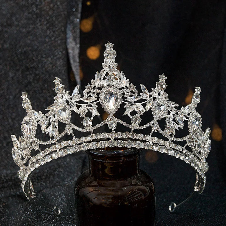Silver Rhinestone Bridal Crown for Wedding & Birthday Party