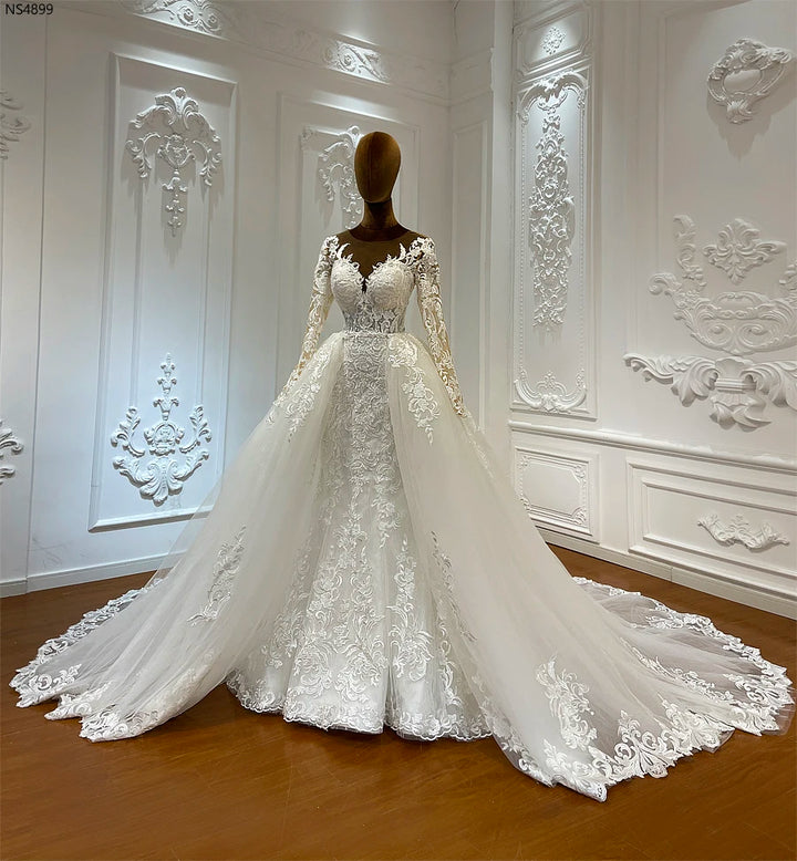 Customized NS4899 Luxury Full Lace Two Pieces Mermaid Wedding Dress