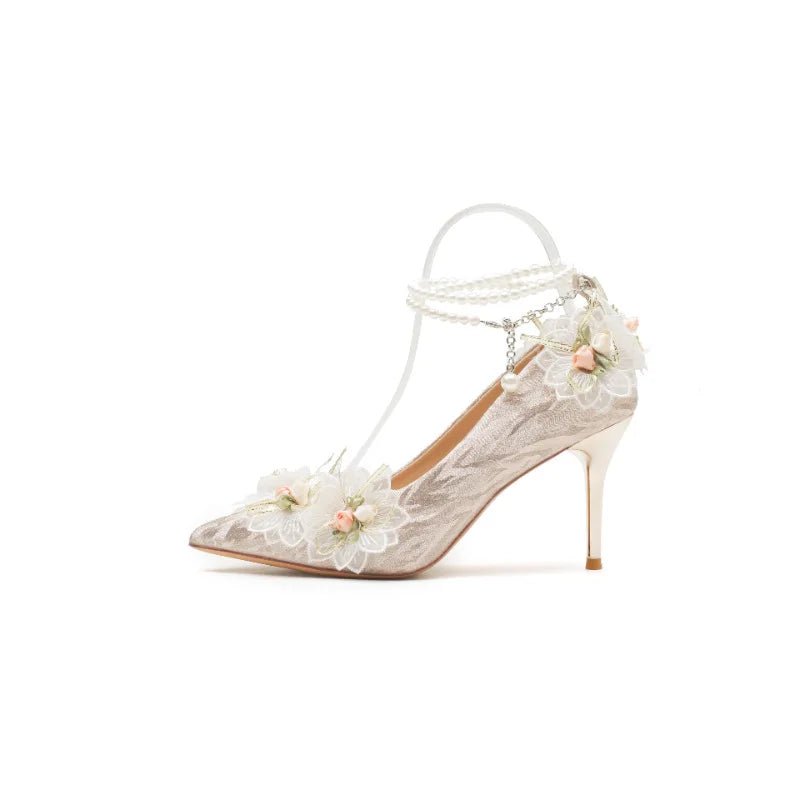 French skirt wedding shoes stiletto temperament women's high heels