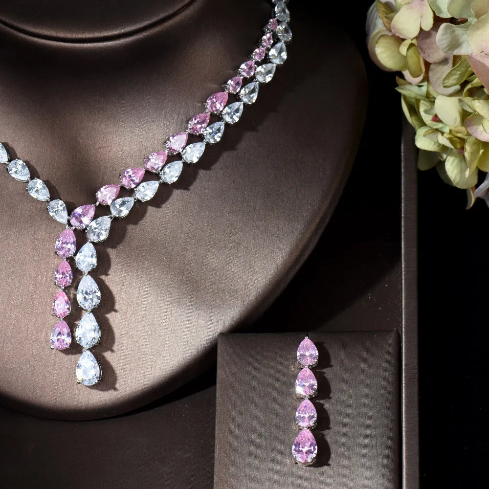 HIBRIDE Clear Best Quality Brilliant Crystal Zircoina Earrings Bridal Jewelry