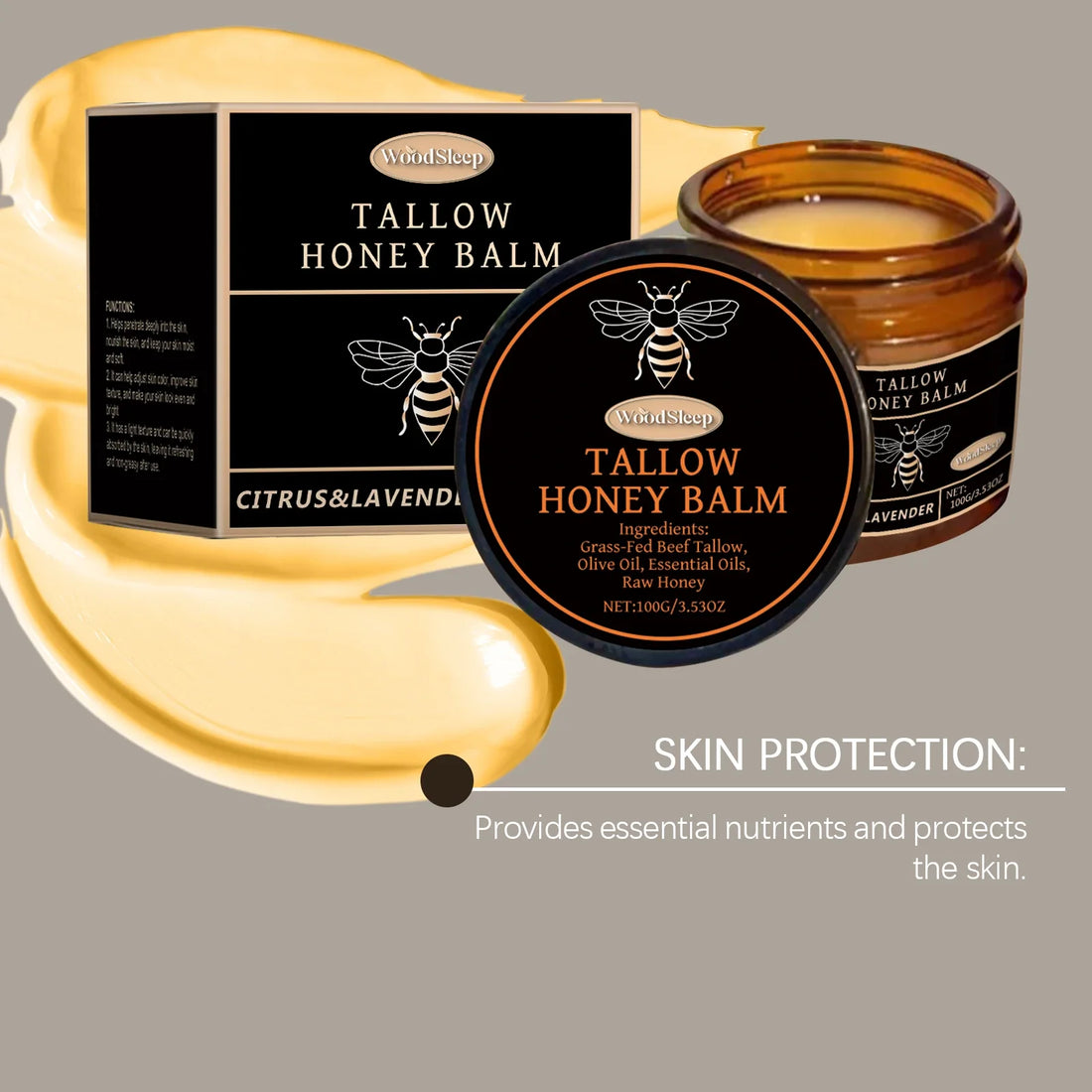 Multi Purpose Tallow Honey Balm Deep Moisturizing Nourishing Body Care