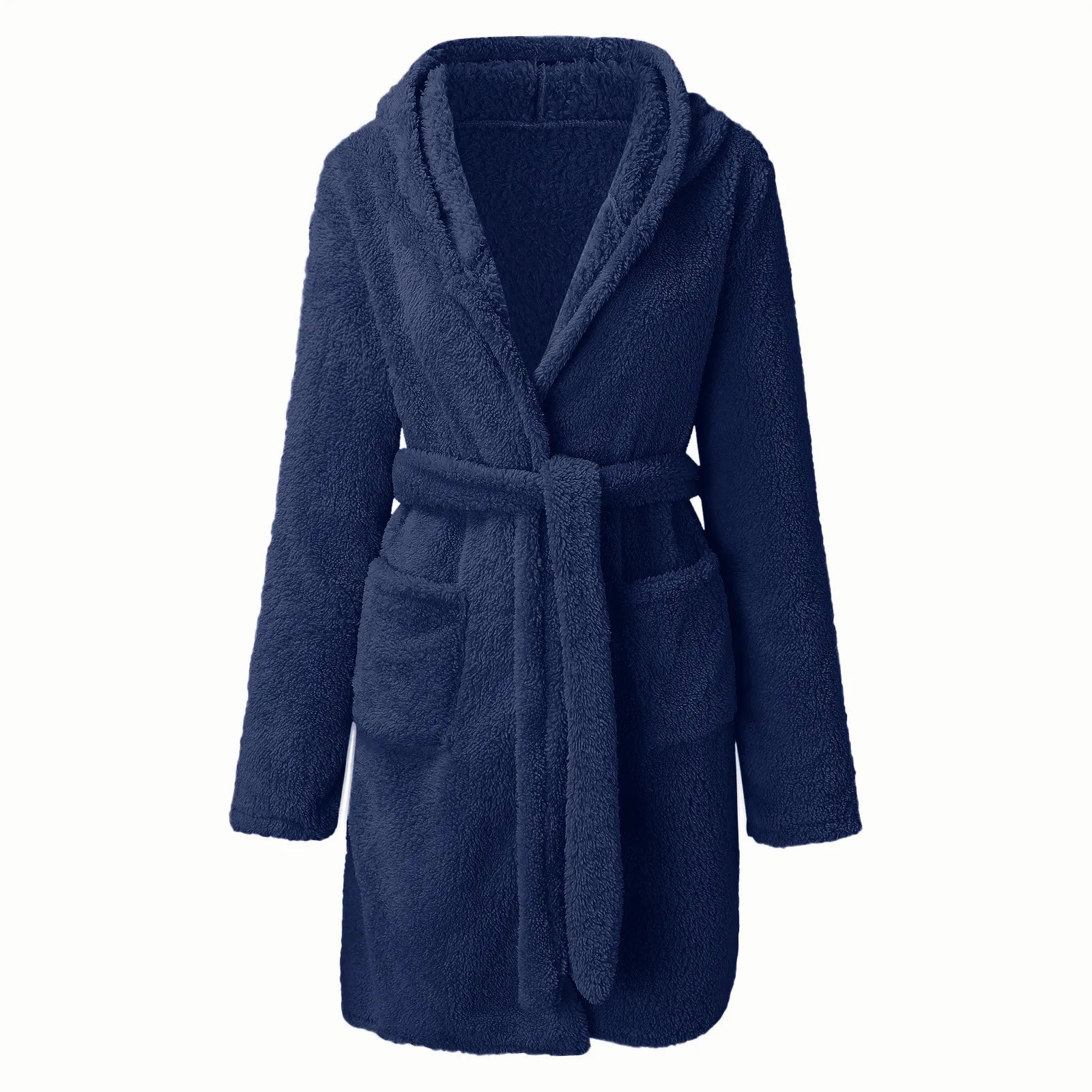 Autumn Winter Women Sexy Bath Robe Fluffy Plush Pyjamas Ladies Hooded
