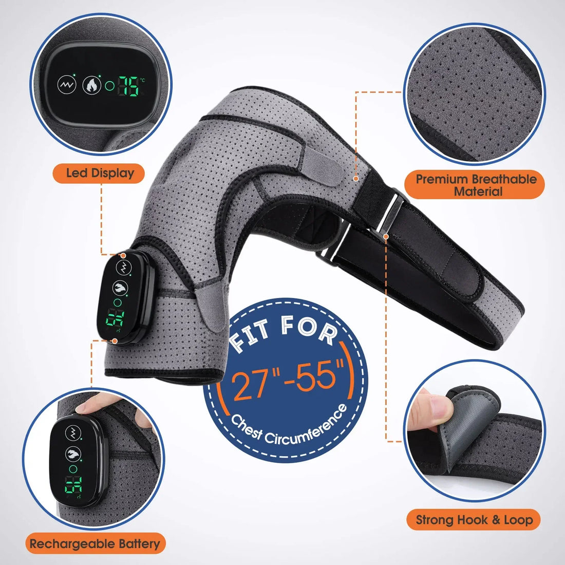 Electric Heating Shoulder Massage Belt Back Shoulder Brace Compress
