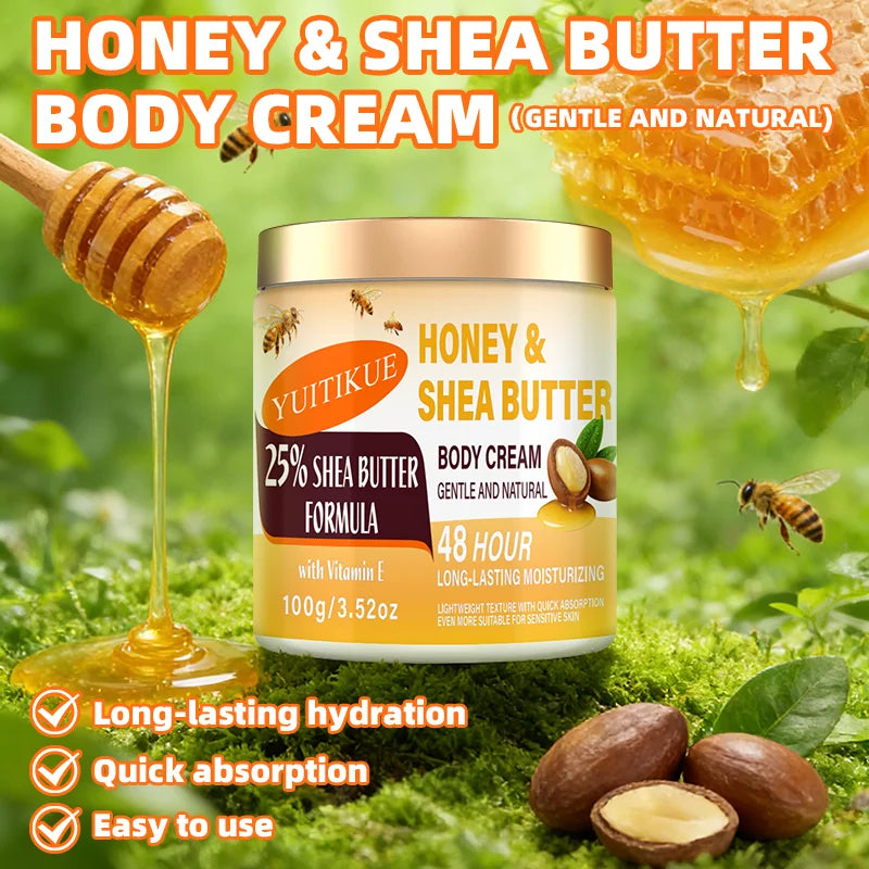 YUITIKUE Shea Butter Body Cream 100g - 48H Moisturizer for Face, Body
