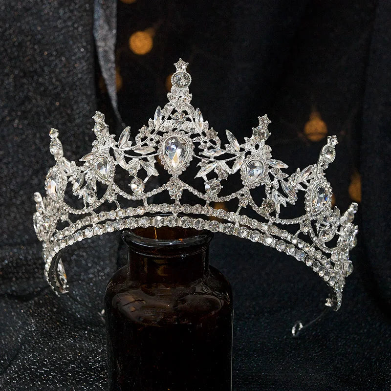 Silver Rhinestone Bridal Crown for Wedding & Birthday Party