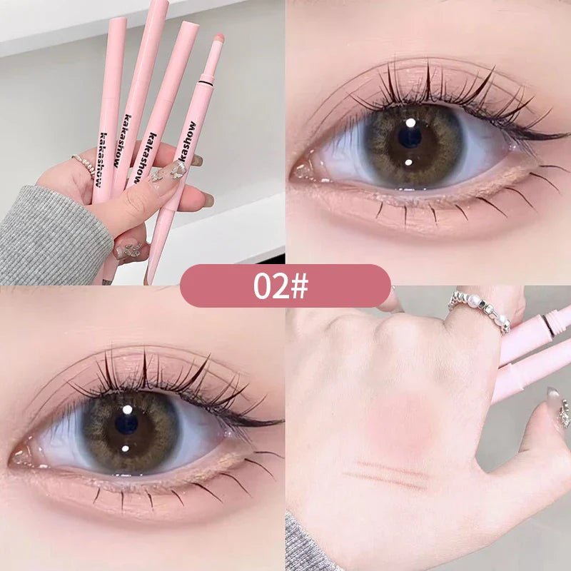 Women Double Lying Silkworm Eyeliner Pencil Diamond Glitter Matte Makeup