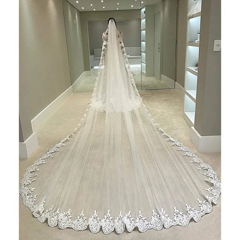 Long Tulle Wedding Bridal Veil Lace Wedding Veil 2026 Bridal Bride