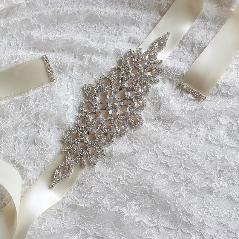 Bridal Belt With Crystal Rhinestones Handmade Wedding Belt