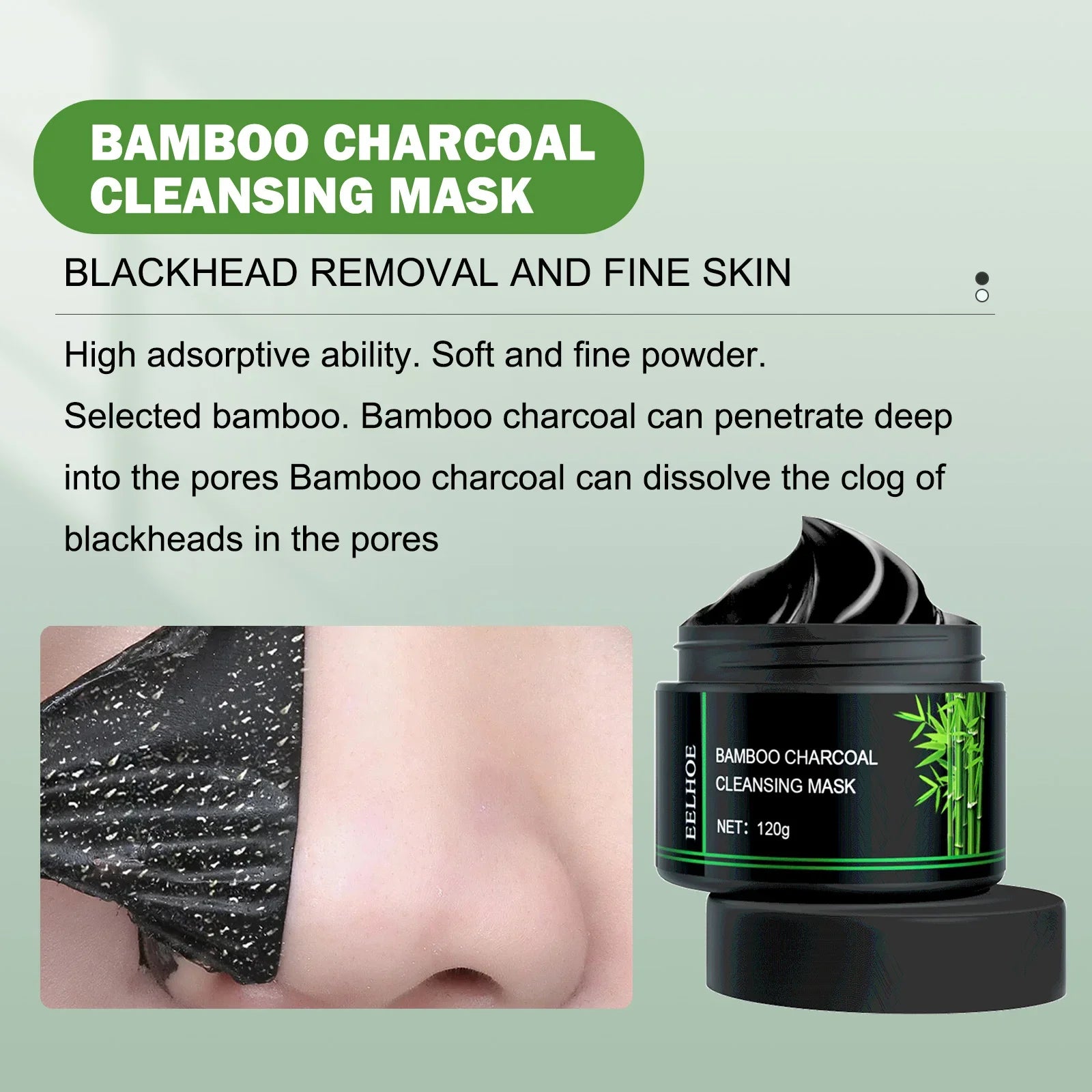Bamboo Charcoal Cleansing Mask Blackhead Acne Mud Mask