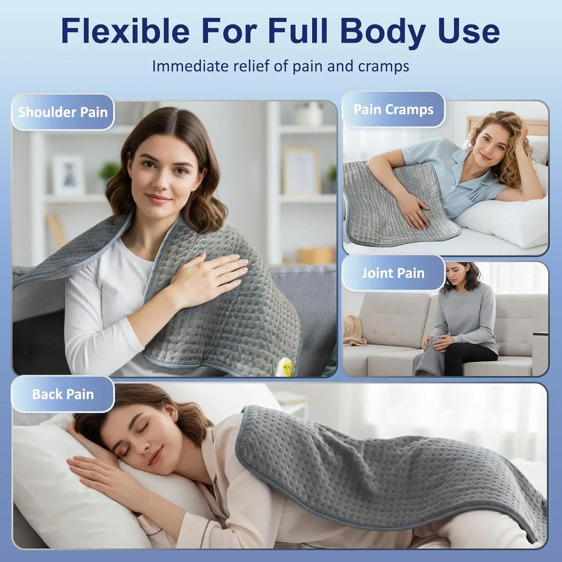 Heating Pad for Back Pain, Period Cramps & Muscle Relief - Moist Dry Heat