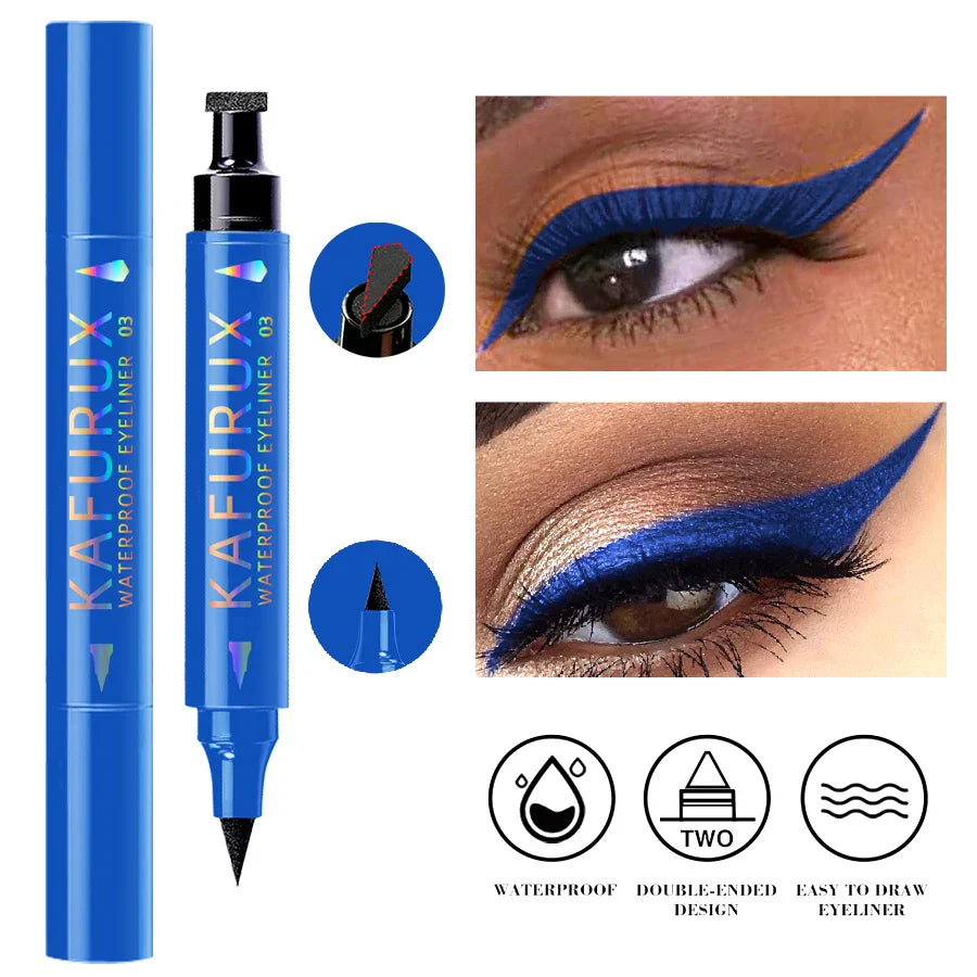 3-color Dual-ended stamp pen eyeliner smooth quick-drying eye makeup