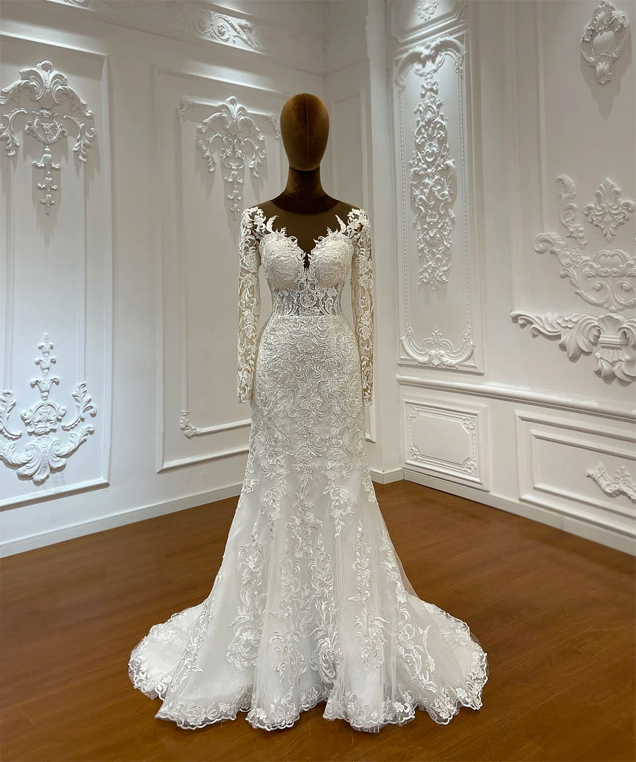 Customized NS4899 Luxury Full Lace Two Pieces Mermaid Wedding Dress