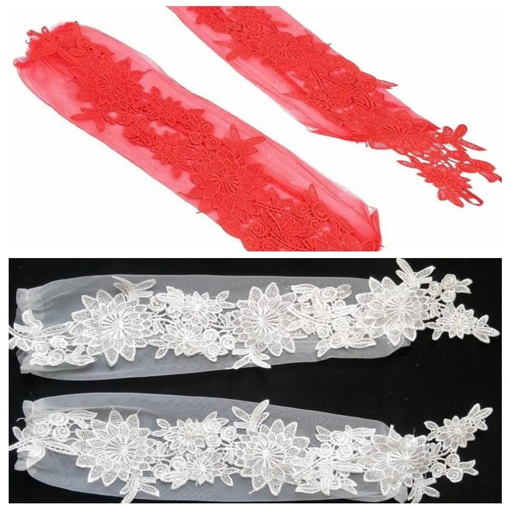 Fashion Fingerless Bridal Gloves Flower Embroidered Cosplay Gloves Lace