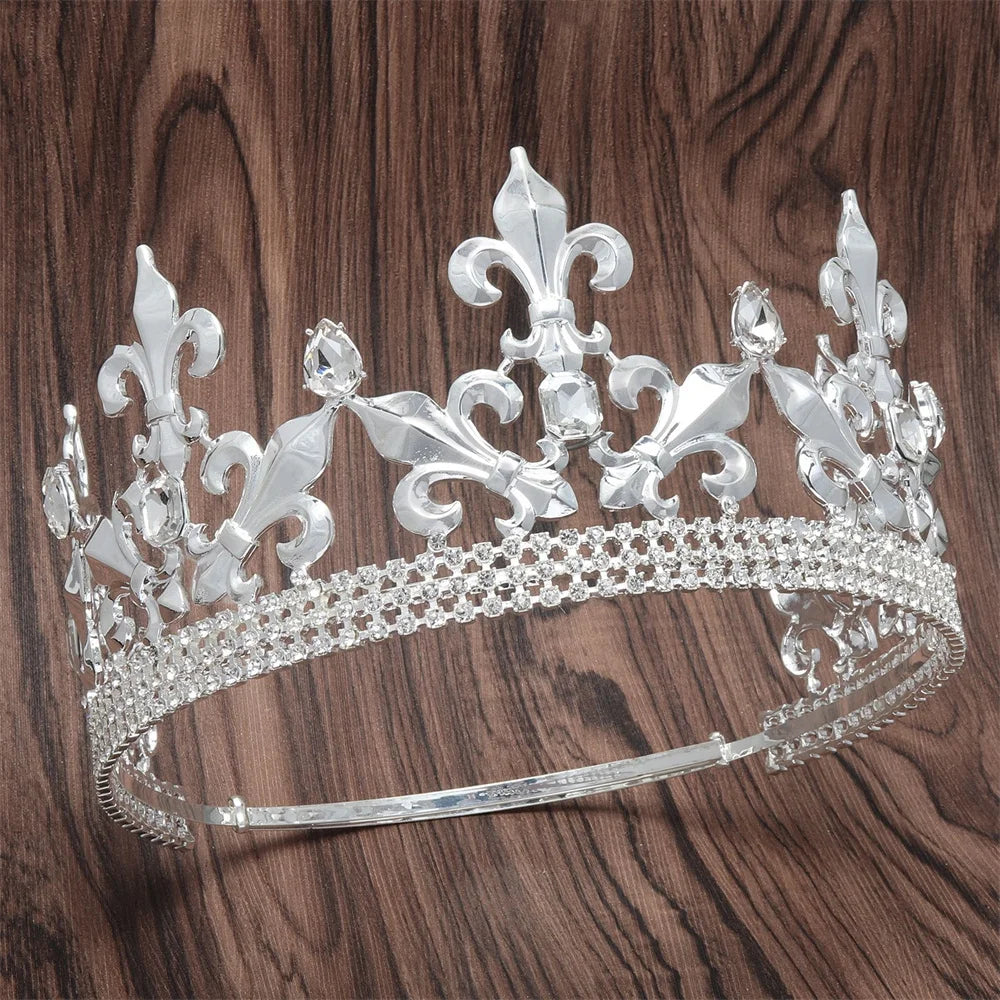 Adjustable Round Wedding King Tiara Crown Headpiece Hair Ornaments