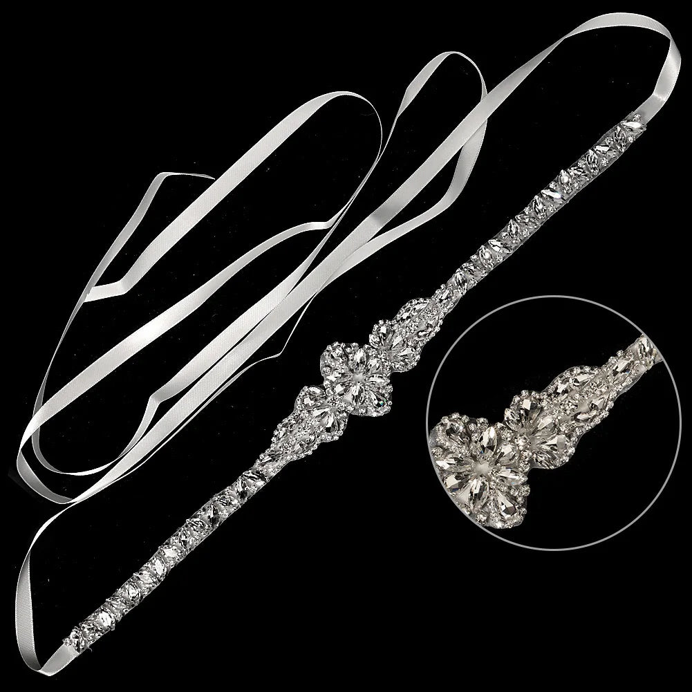 Rhinestone Bridal Belt for Wedding Dress Accessories Silver Color  Gift