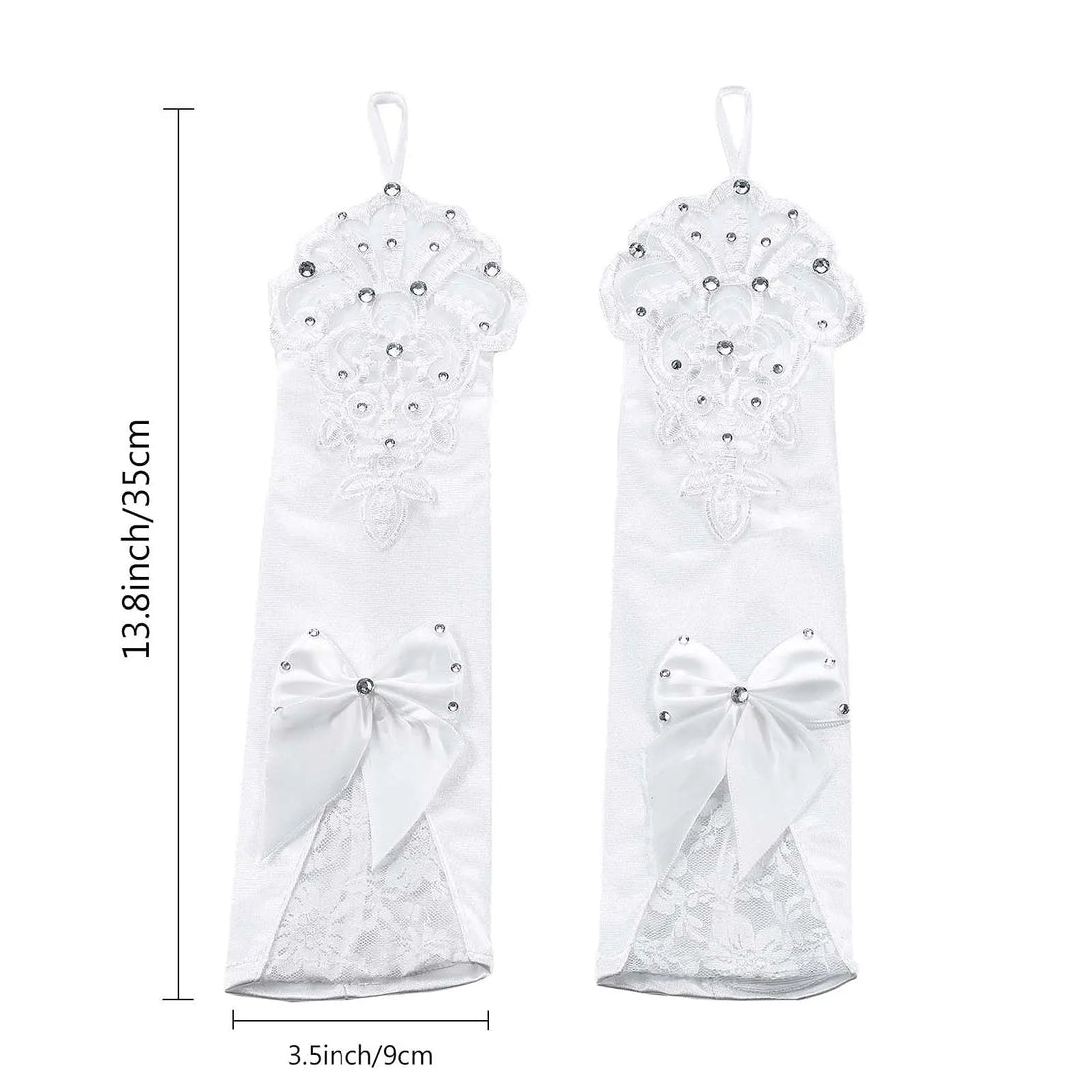 Satin Long Women’s Wedding Gloves Ivory Fingerless Lace Bridal Accessory