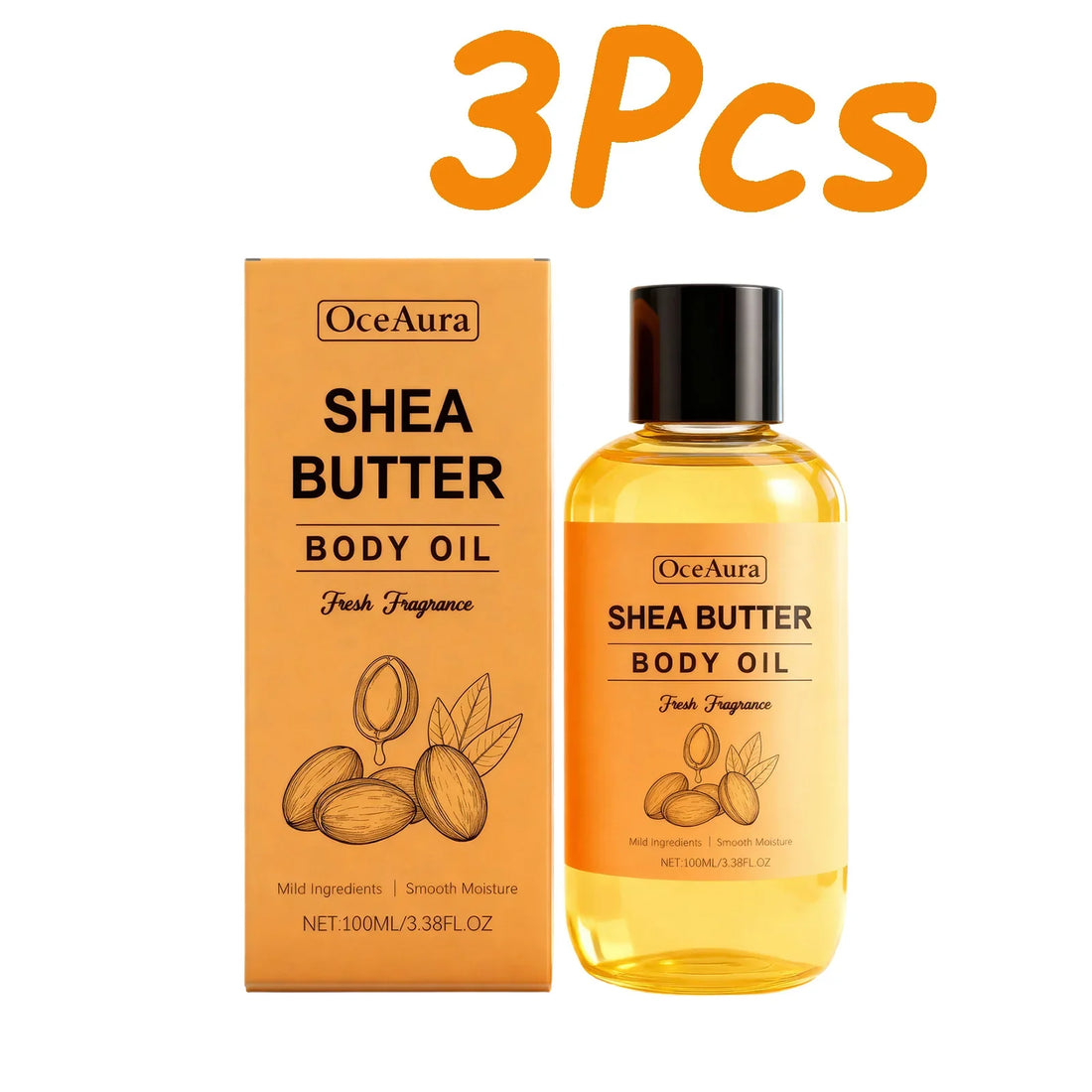Shea Butter Body Oil Lightweight Fast Absorbing for Dry Rough Skin