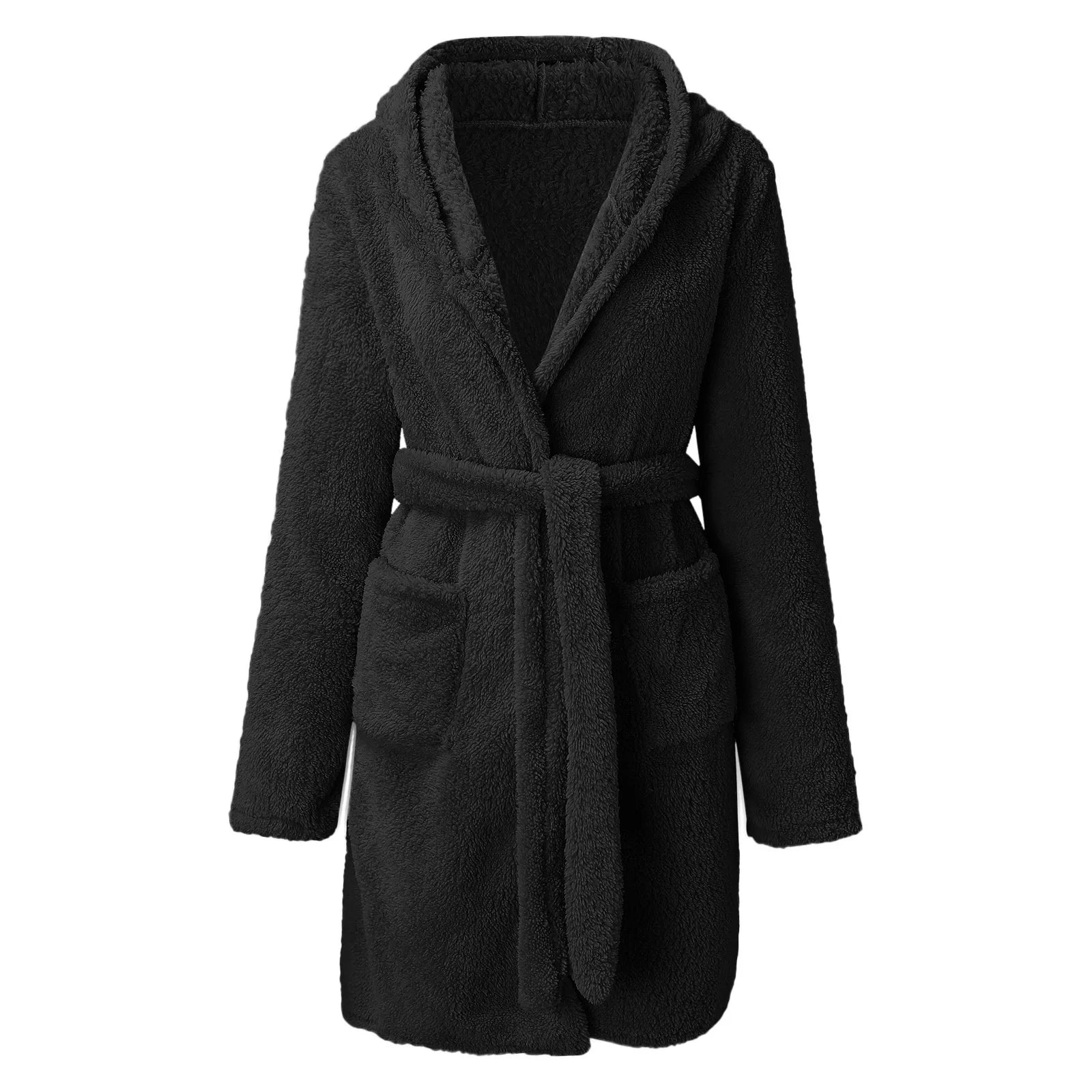 Autumn Winter Women Sexy Bath Robe Fluffy Plush Pyjamas Ladies Hooded