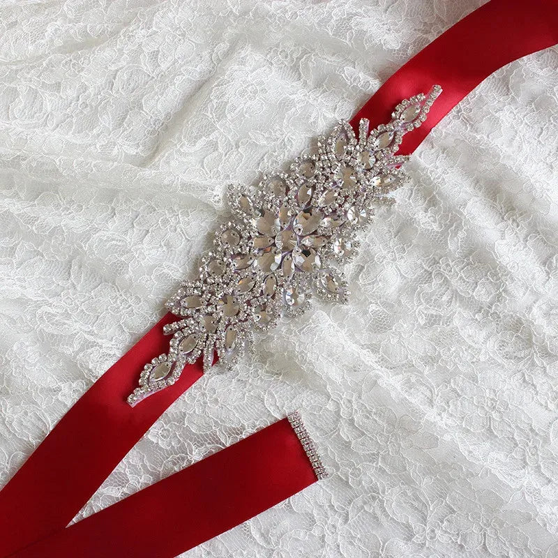 Bridal Belt With Crystal Rhinestones Handmade Wedding Belt