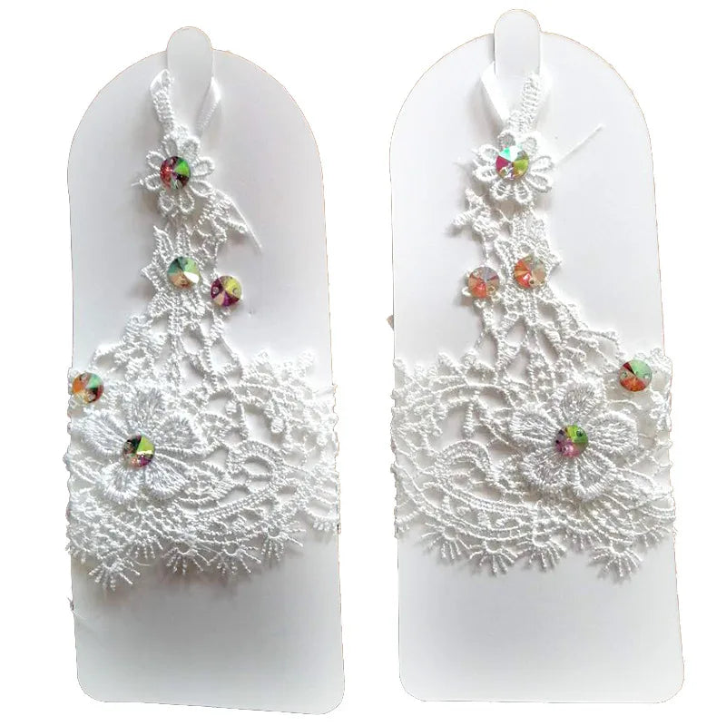 Bride Wedding Rhinestone Lace Gloves Bridal Flower Gloves Bridal Short