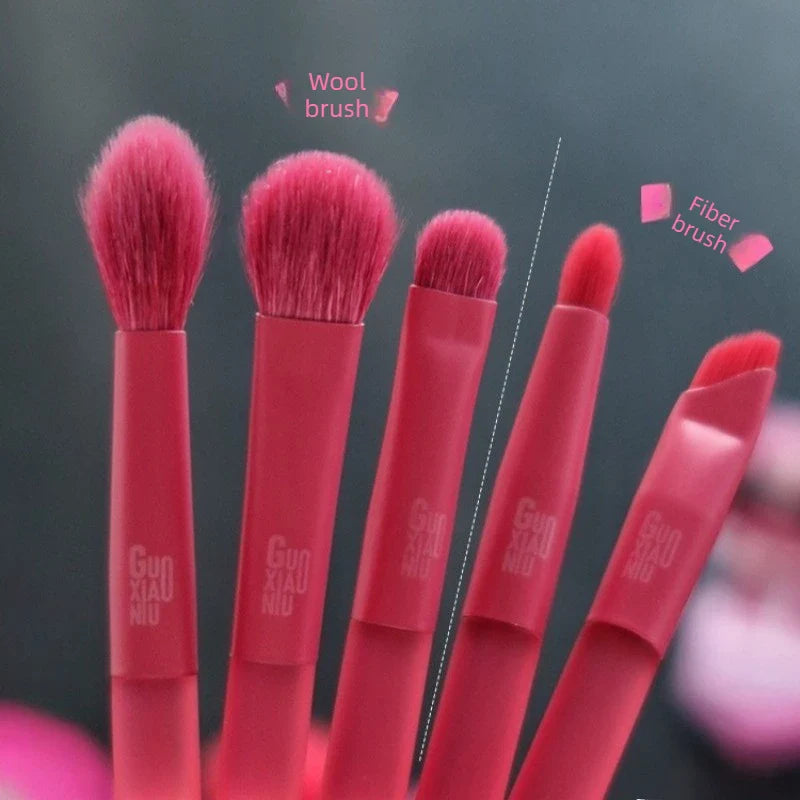 Goat Hair Red Color Makeup Brushes Set Cosmetic Powder Eye Shadow Blush