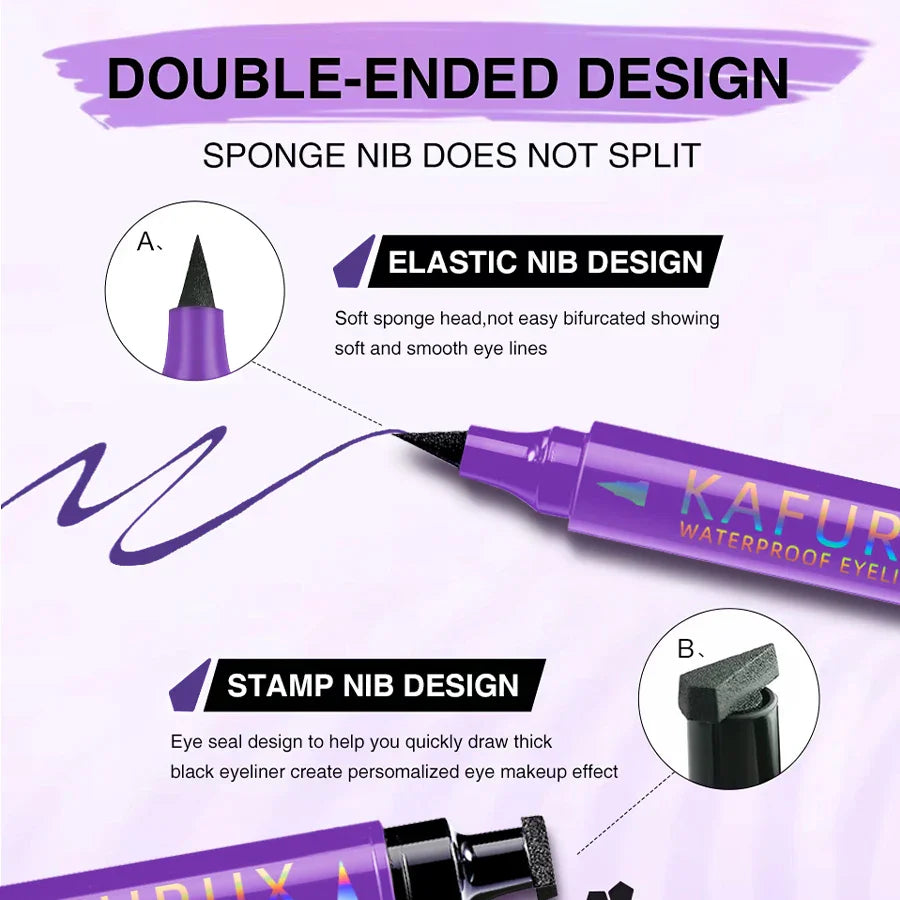 3-color Dual-ended stamp pen eyeliner smooth quick-drying eye makeup