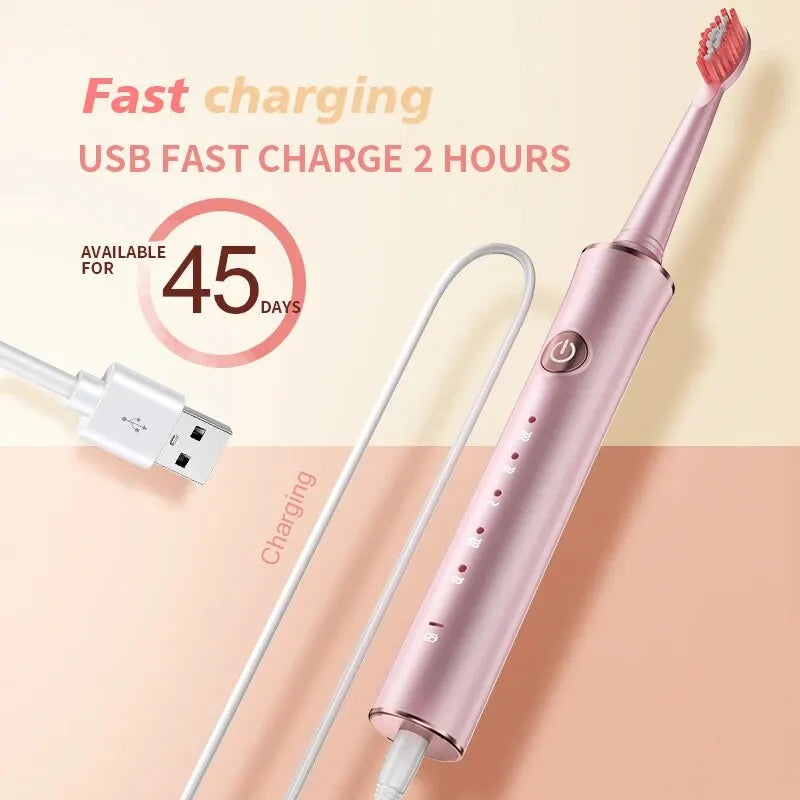 New N100 Sonic Electric Toothbrush Adult Timer Brush 6 Mode USB Charger