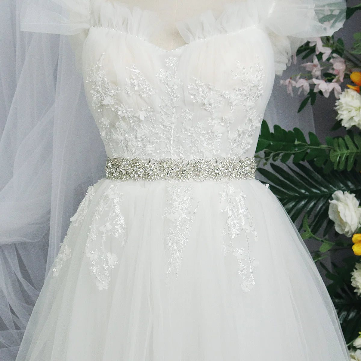 Rhinestone Bridal Belt for Wedding Dress Accessories Silver Color  Gift