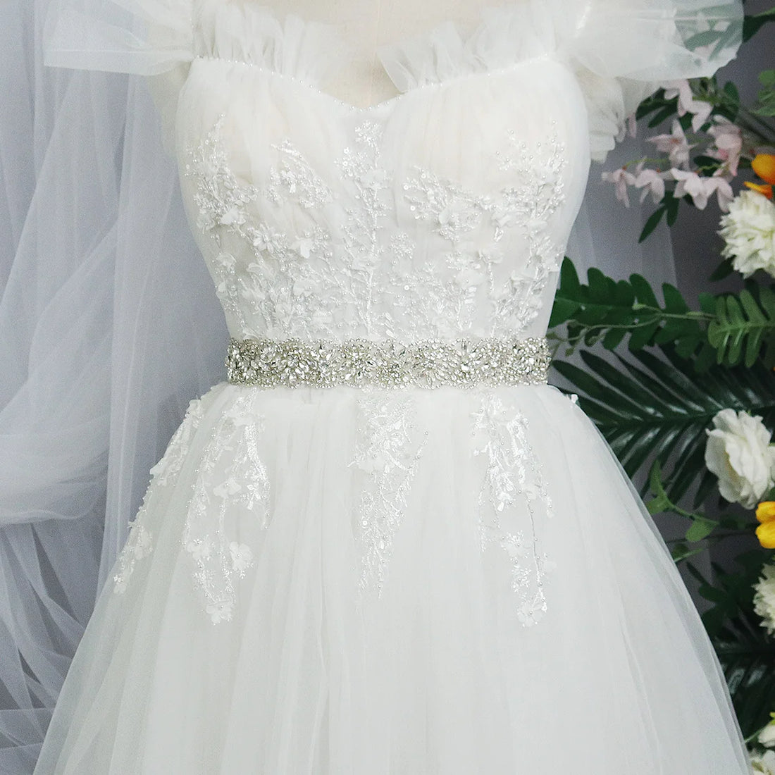 Rhinestone Bridal Belt for Wedding Dress Accessories Silver Color  Gift