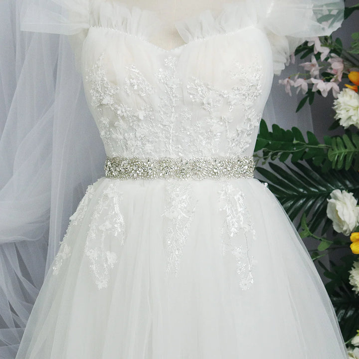 Rhinestone Bridal Belt for Wedding Dress Accessories Silver Color  Gift