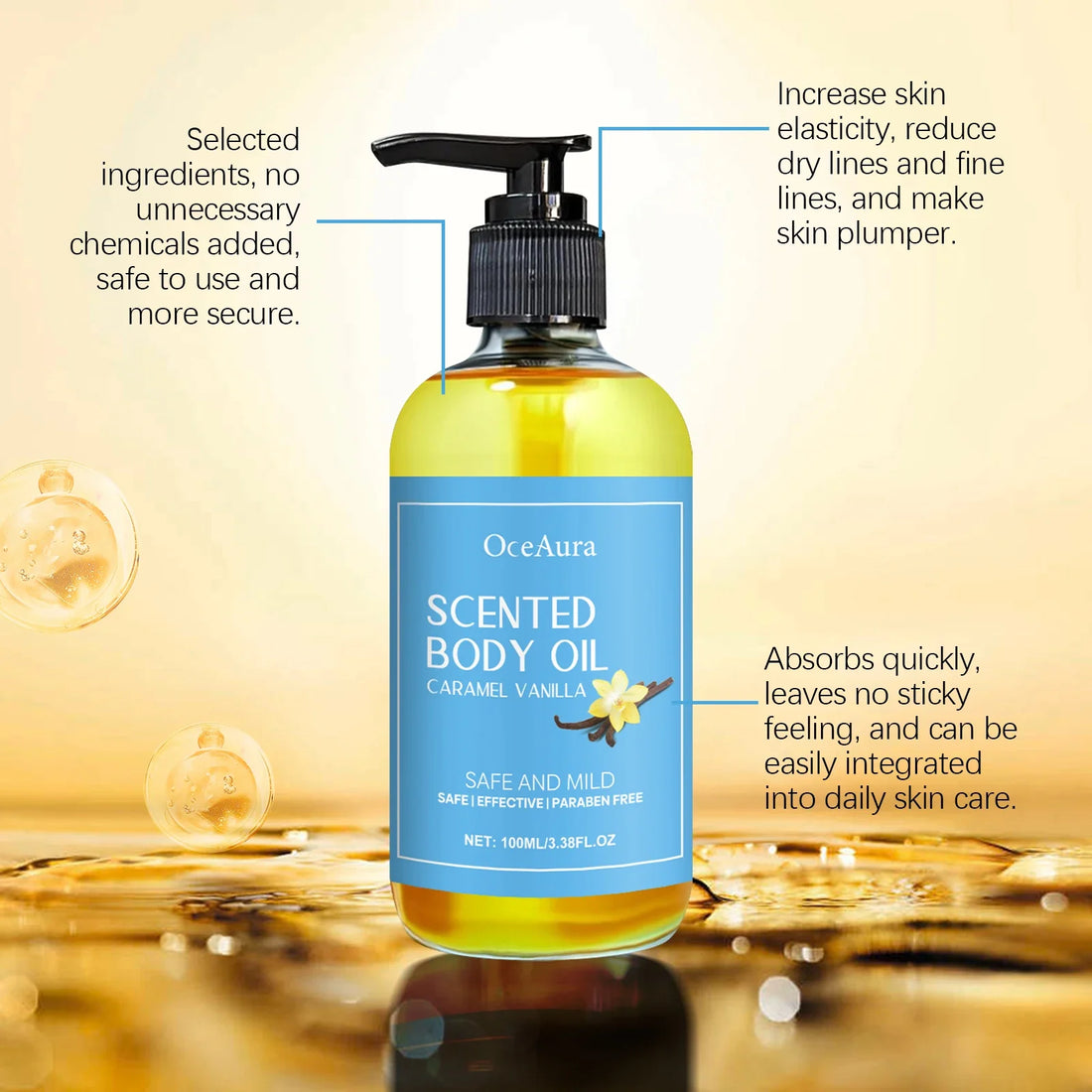 Magic Luxury Caramel Vanilla Body Massage Oil For Body Massage