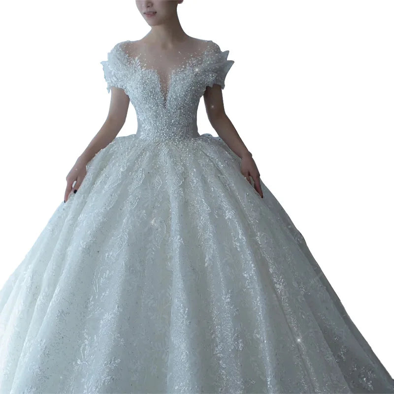 Princess Sexy Luxury Crystal Beaded Wedding Dress luxury wedding dress