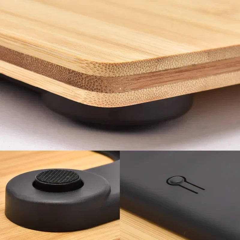 Wood Bathroom Scale Smart Body Fat Scale with 60 Inch Soft Measuring Tape