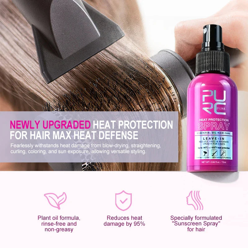 PURC Argan Oil Heat Protection Spray Smoothing Prevent Frizz Dry Hair