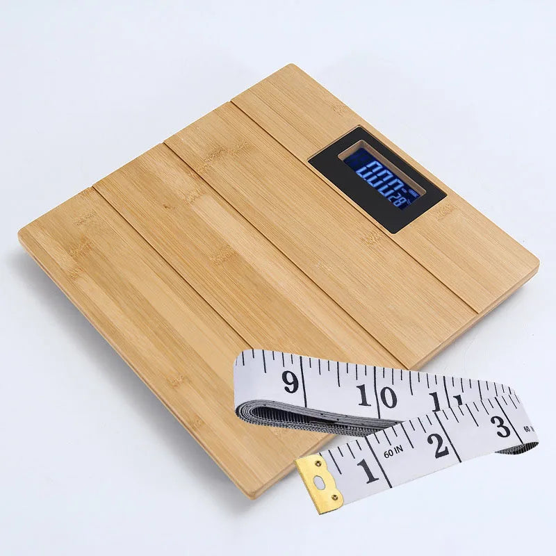 Wood Bathroom Scale Smart Body Fat Scale with 60 Inch Soft Measuring Tape