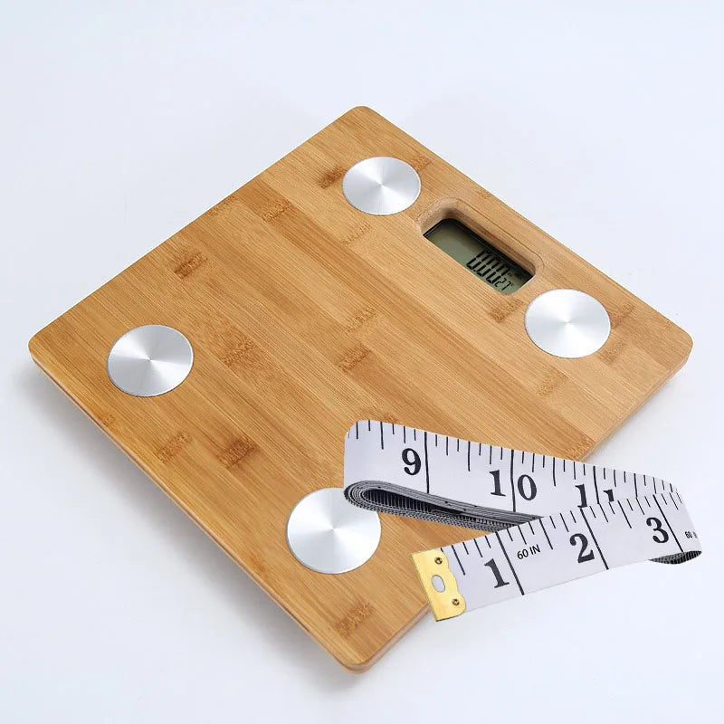 Wood Bathroom Scale Smart Body Fat Scale with 60 Inch Soft Measuring Tape