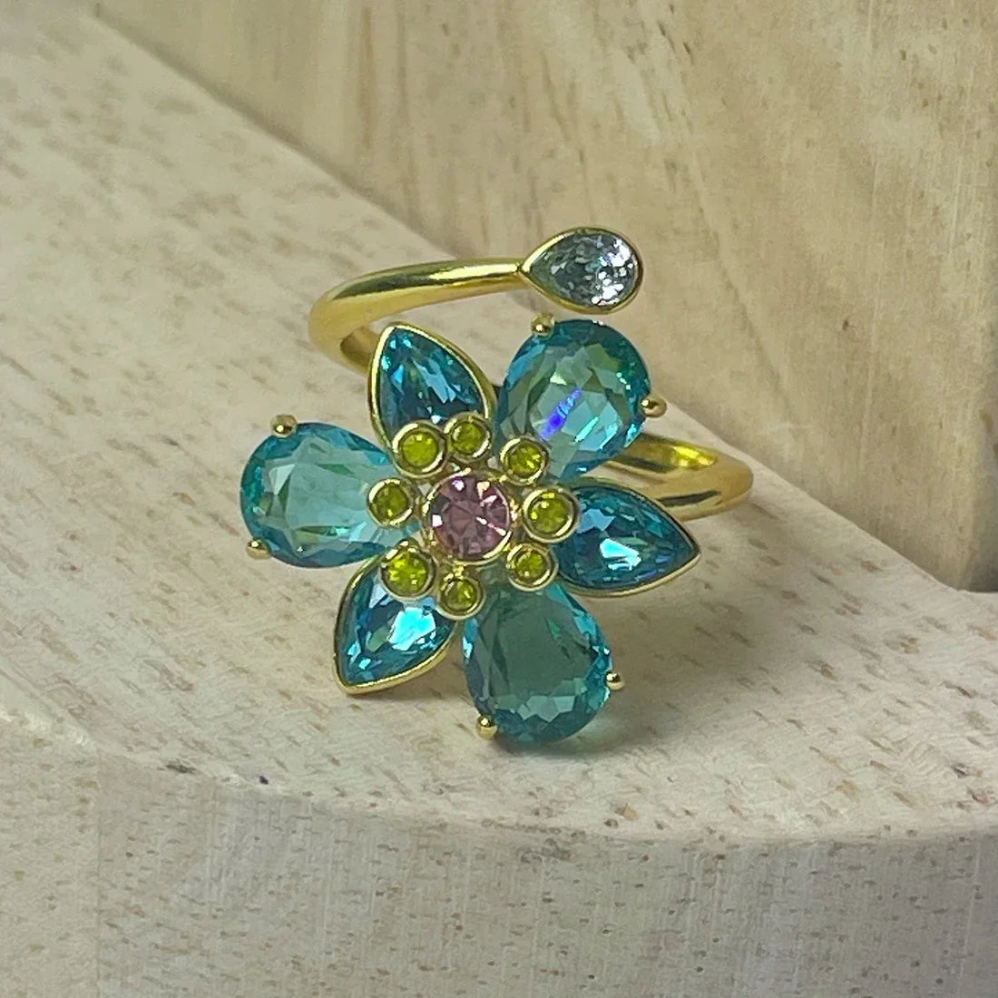 Trend Fine Jewelry Sets Charm Pink Blue Flower Crystal Fashion Luxury Necklace