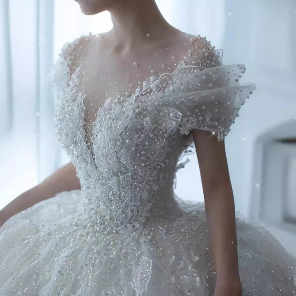 Princess Sexy Luxury Crystal Beaded Wedding Dress luxury wedding dress