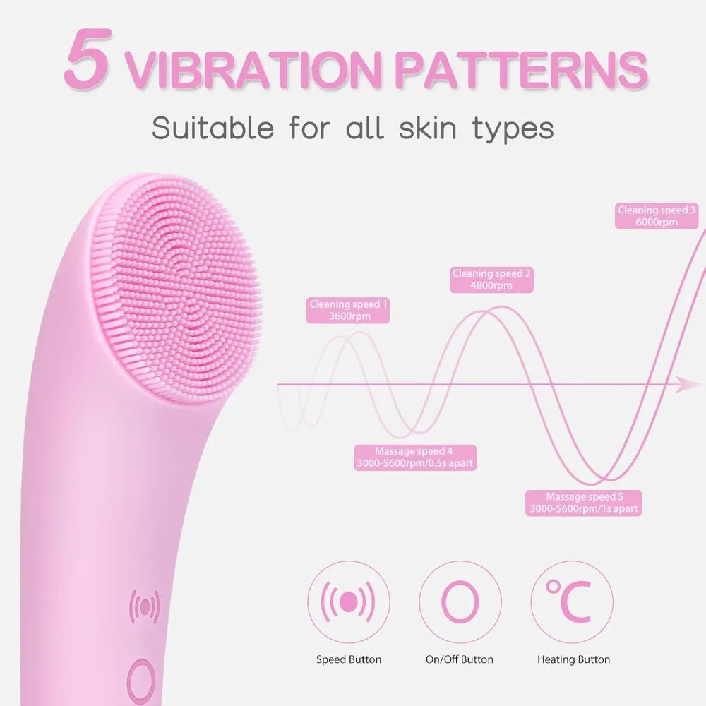 Facial Cleansing Brush Rechargeable Silicone Face Scrubber  Face Brush