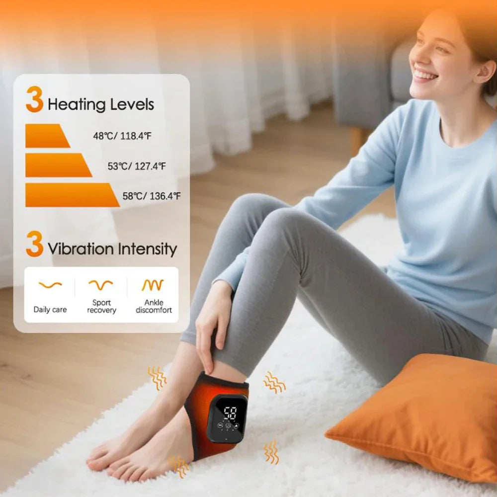 Electric Heat And Vibration Ankle Massager Infrared Hot Compress Therapy