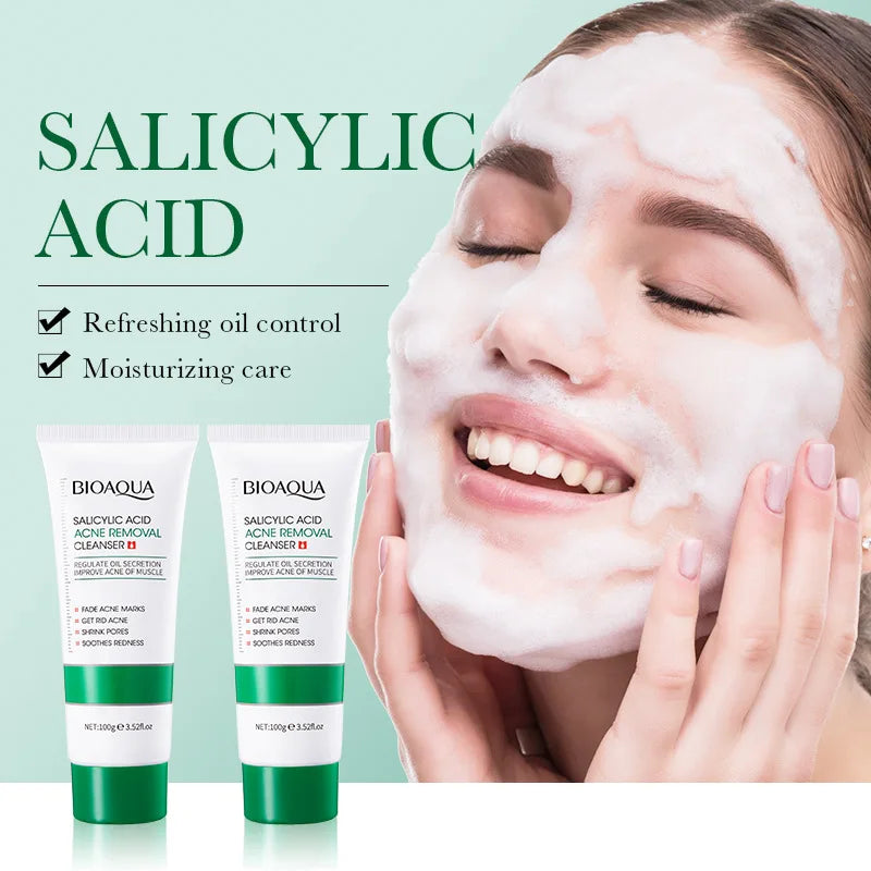 BIOAQUA Salicylic Acid Acne Removing Facial Cleanser Moisturizing Skin